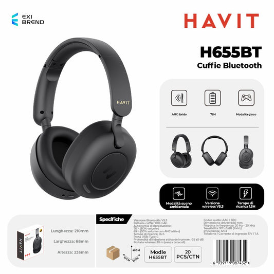 HAVIT H655BT Cuffie Bluetooth - Black