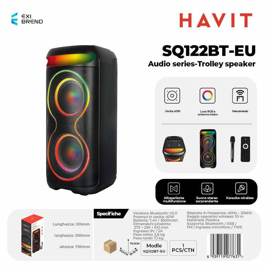 HAVIT SQ122BT-EU Speaker Trolley