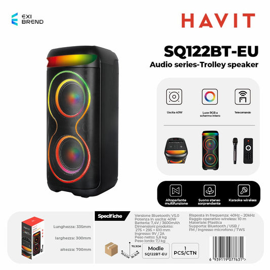 HAVIT SQ122BT-EU Speaker Trolley