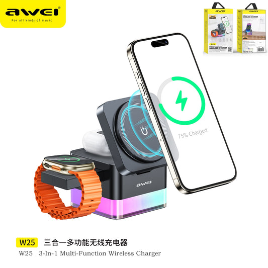 AWEI W25 Caricatore Wireless con RGB PD20 W