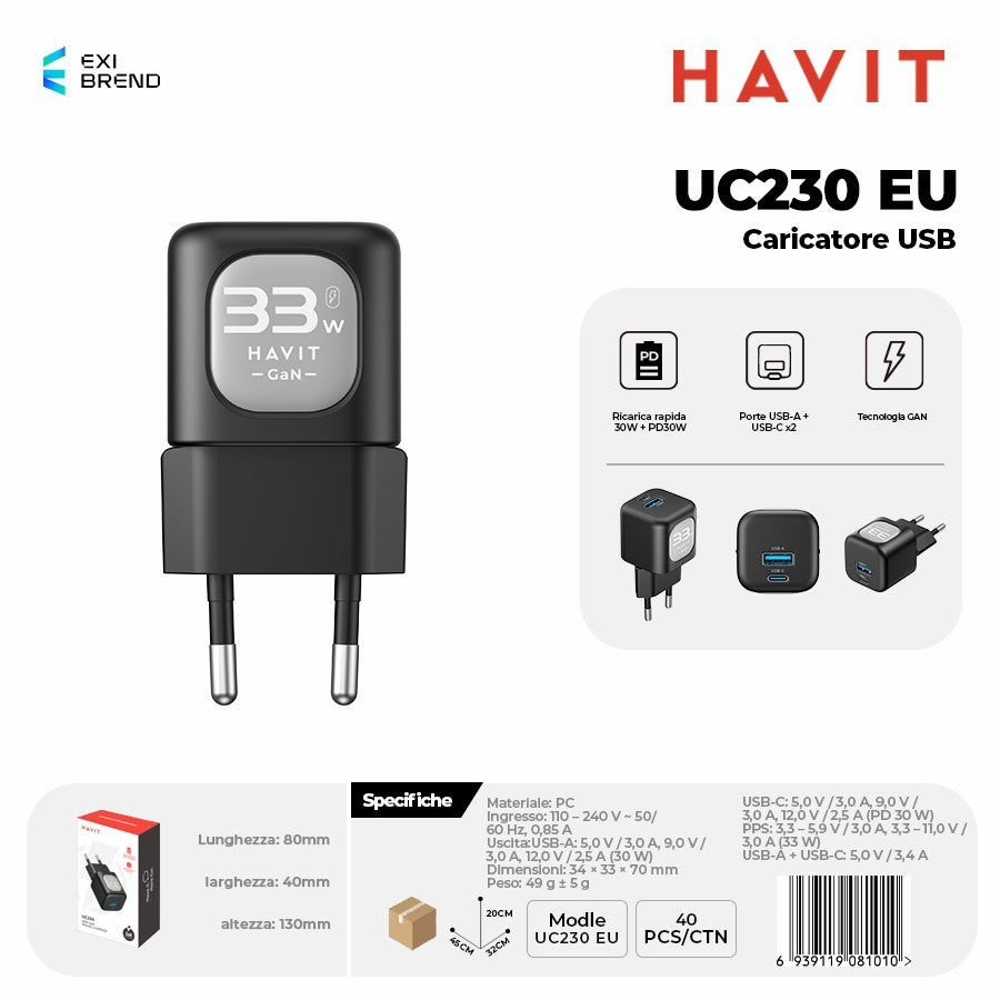 HAVIT UC230 EU Caricatore USB