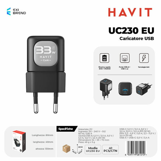 HAVIT UC230 EU Caricatore USB