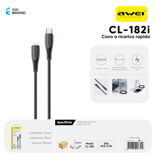 AWEI CL-182iWH Cavo Lightning To Type-C 1 m