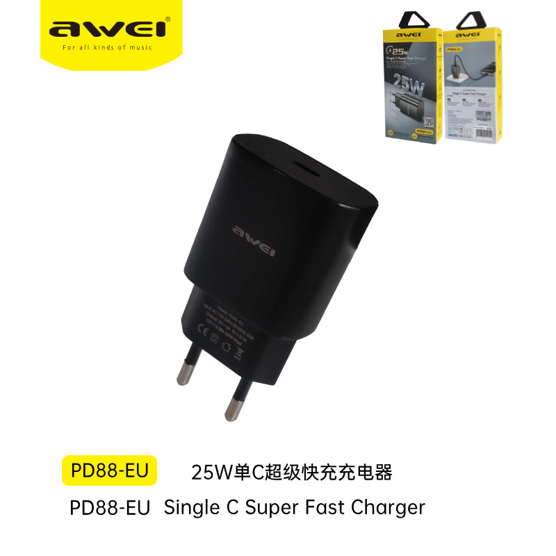 AWEI PD88-EU Caricatore Auto Type-C 25 W - Black