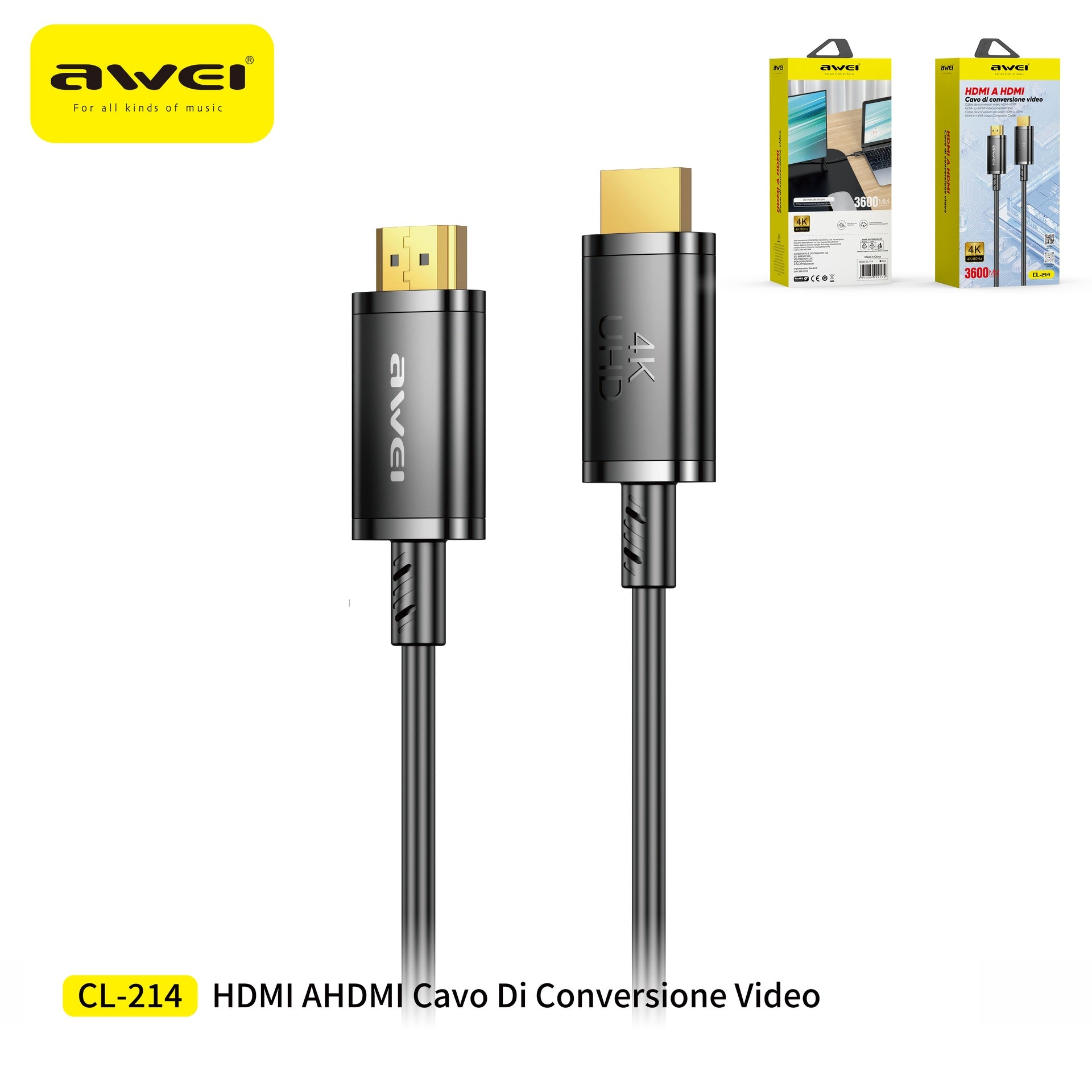 AWEI CL-214-3.6 Cavo HDMI To HDMI 3,6 m