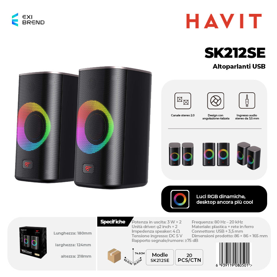 HAVIT SK212SE Speaker Usb2,0 con RGB