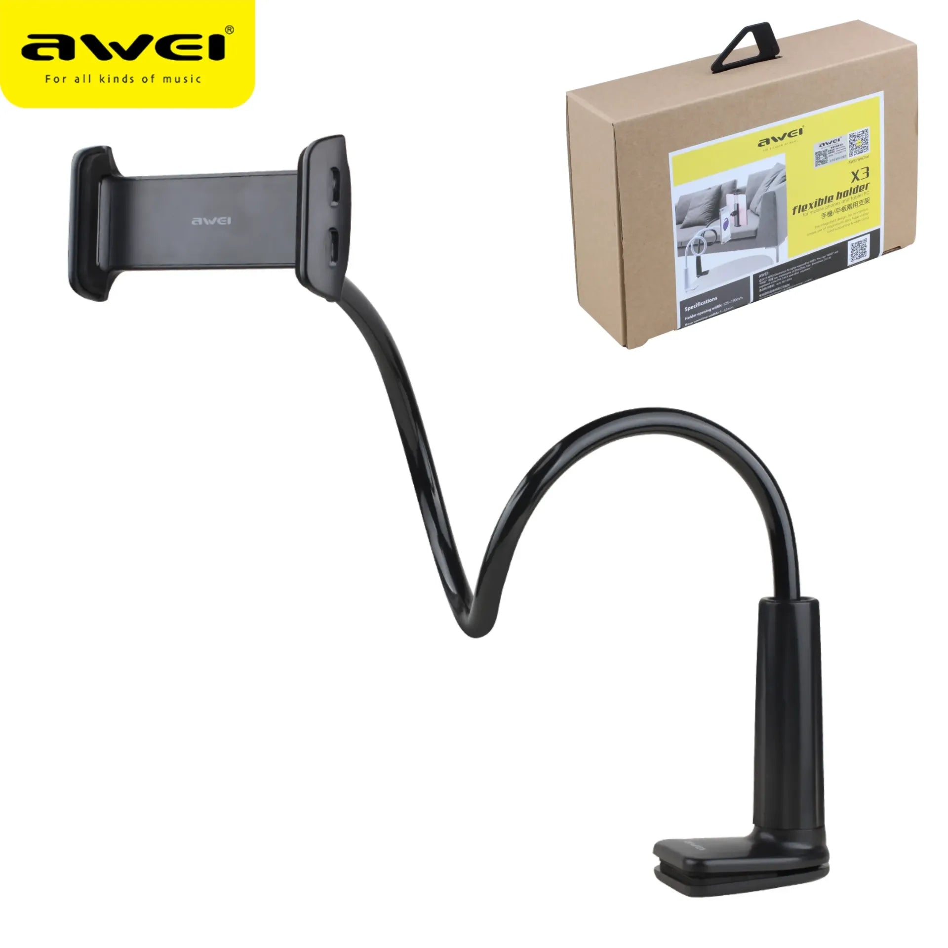AWEI X3 Supporto Smartphone Flessibile - Black