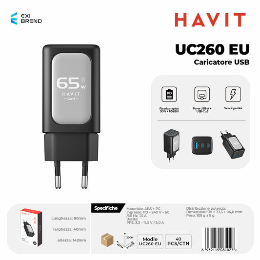 HAVIT UC260 EU Caricatore USB