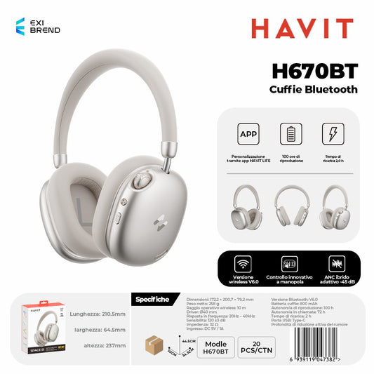 HAVIT H670BT Cuffie Bluetooth - Beige