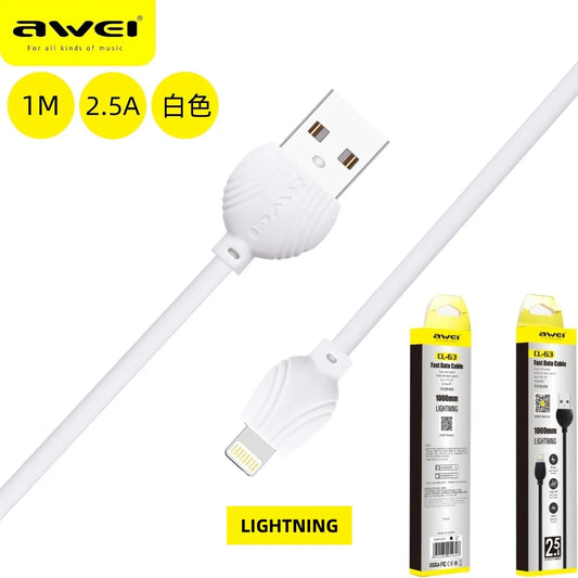 AWEI CL-63 W Cavo 2,5 Micro USB Bianco 1 m