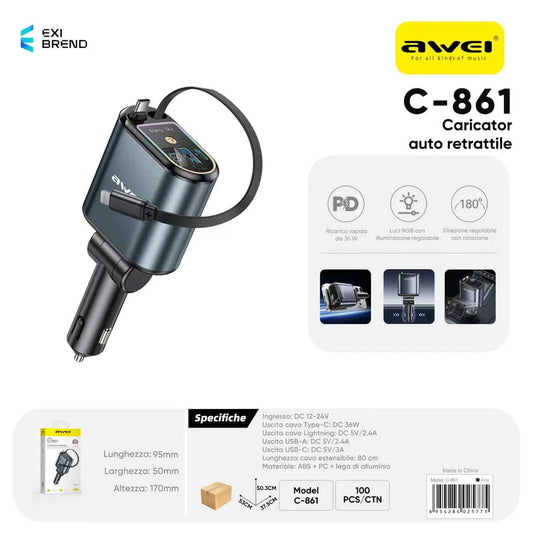 AWEI C-861 Caricatore Auto 36 W