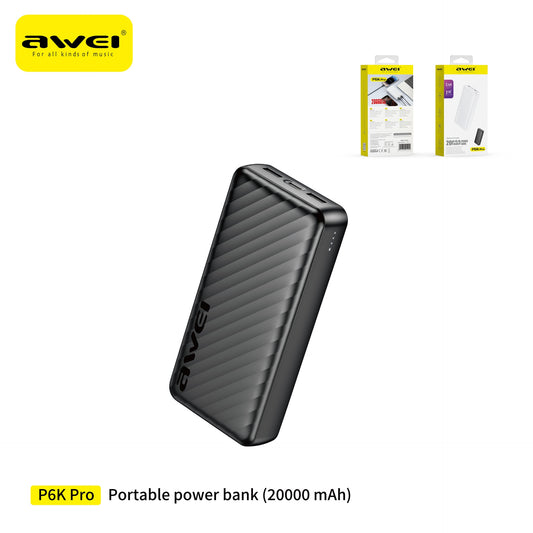 AWEI P6K Pro Power Bank 20000 mAh - Black