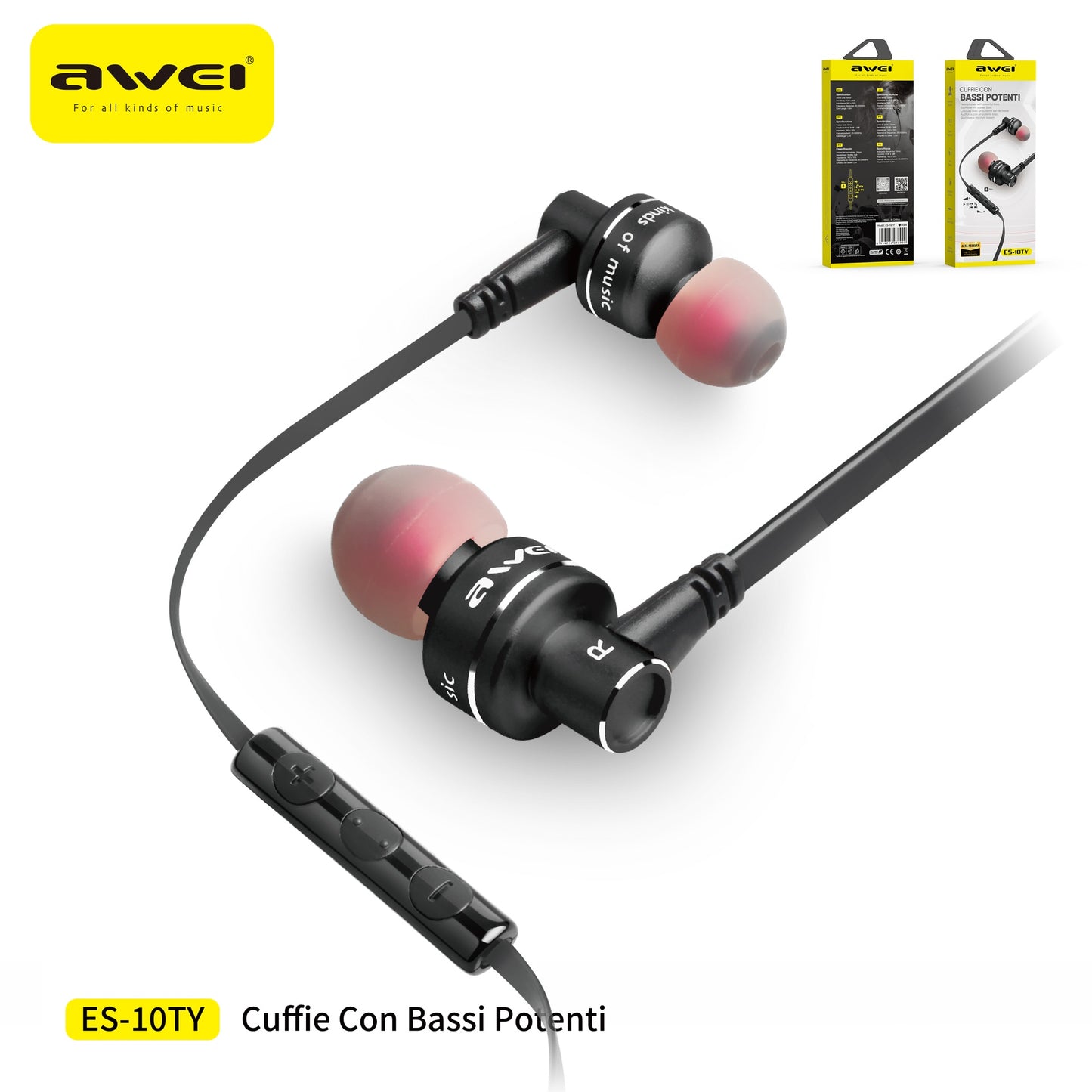 AWEI ES-10TY Auricolari Cablati 3,5 mm