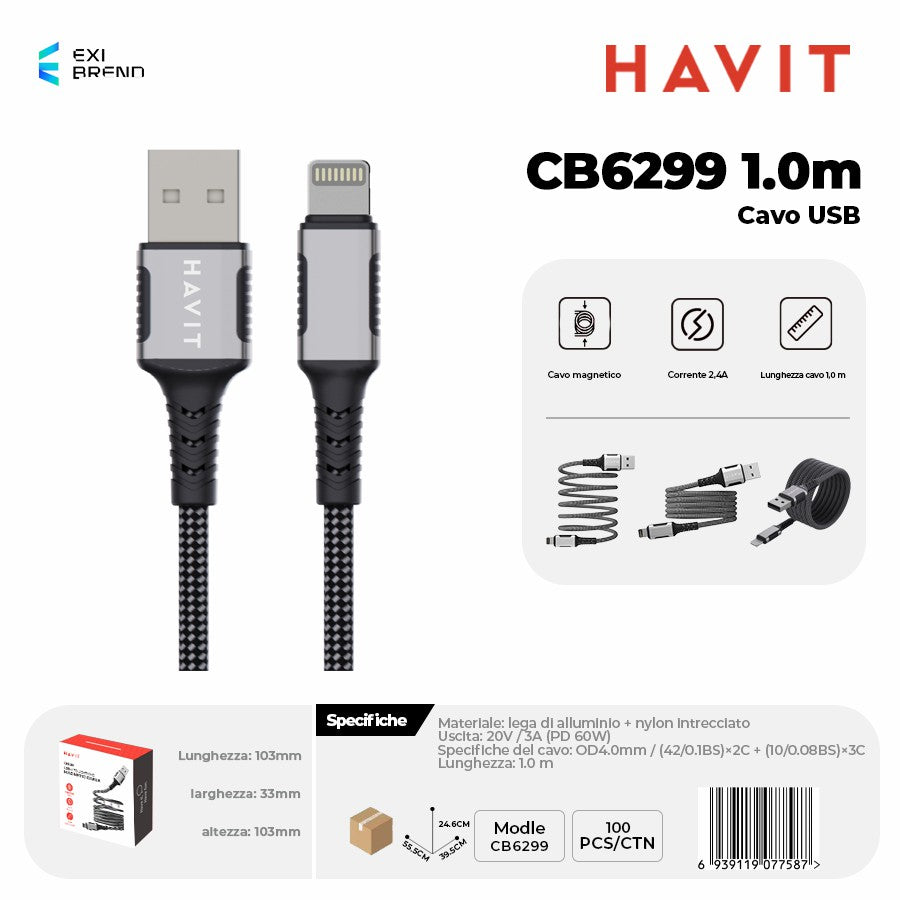 HAVIT CB6299 1 m CB6299 1 m Cavo USB - Black