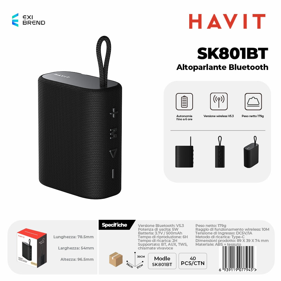 HAVIT SK801BT Speaker Bluetooth - Black