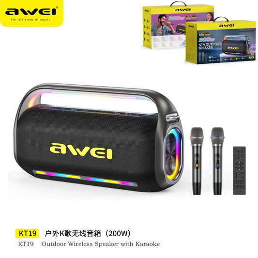 AWEI KT19 Set Karaoke Portatile con 2 Mic e RGB 200 W