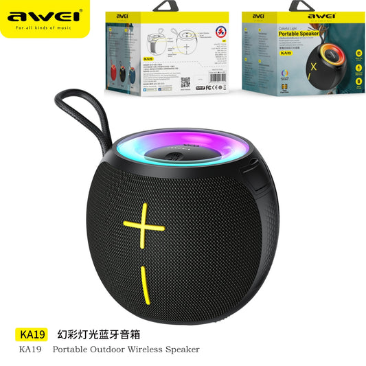 AWEI KA19 Altoparlante Bluetooth Rotonda con Luci Multicolori