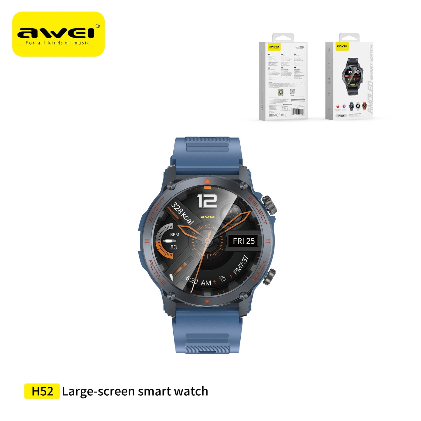 AWEI H52 Orologio Smart con Chiamate Display AMOLED - Blue