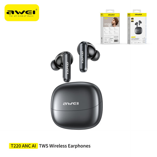 AWEI T220ANC Auricolari in Ear con Cancellazione Rumore Attiva - Black