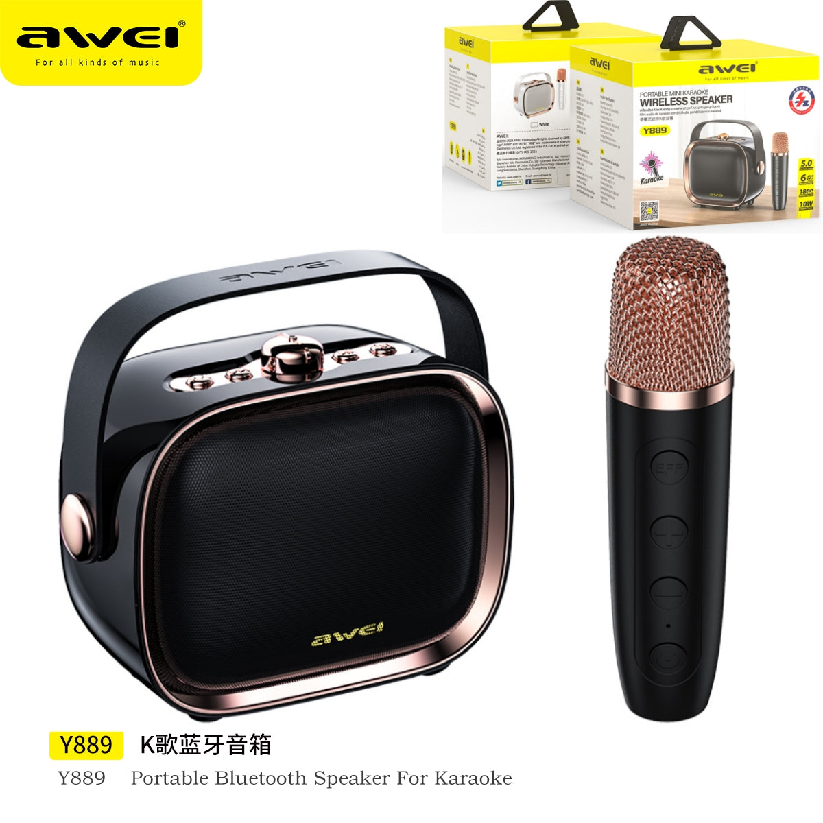 AWEI Y889 Mini Karaoke Bluetooth Nero