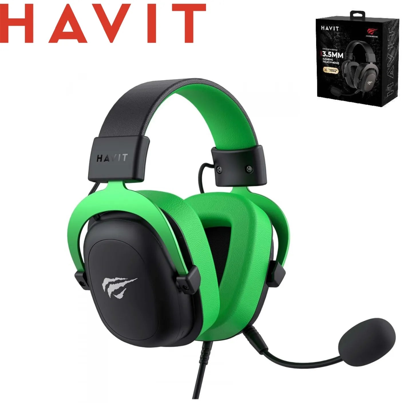 HAVIT H2002D Cuffie Gaming Altoparlante da 53 mm con Attacco 3,5 mm - Black/Green