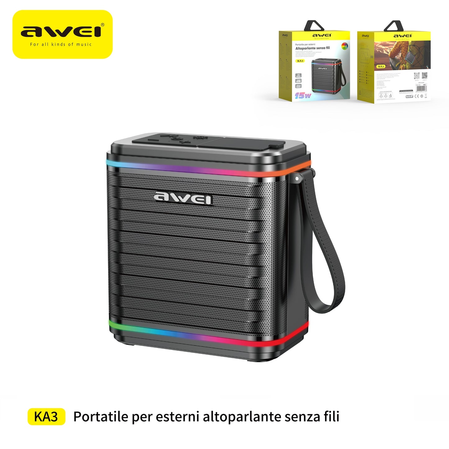 AWEI KA3 Altoparlante Bluetooth con RGB 15 W