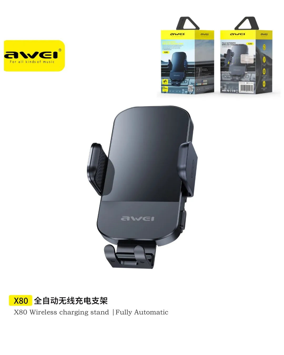 AWEI X80 Supporto Smartphone Auto con Gancio