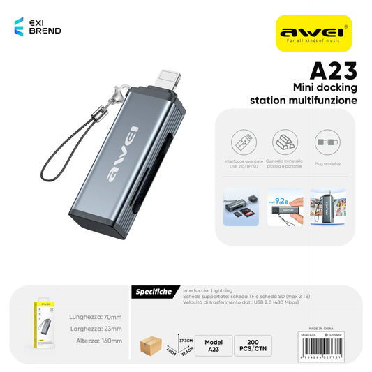 AWEI A23L Adattatore Lightning a Scheda SD