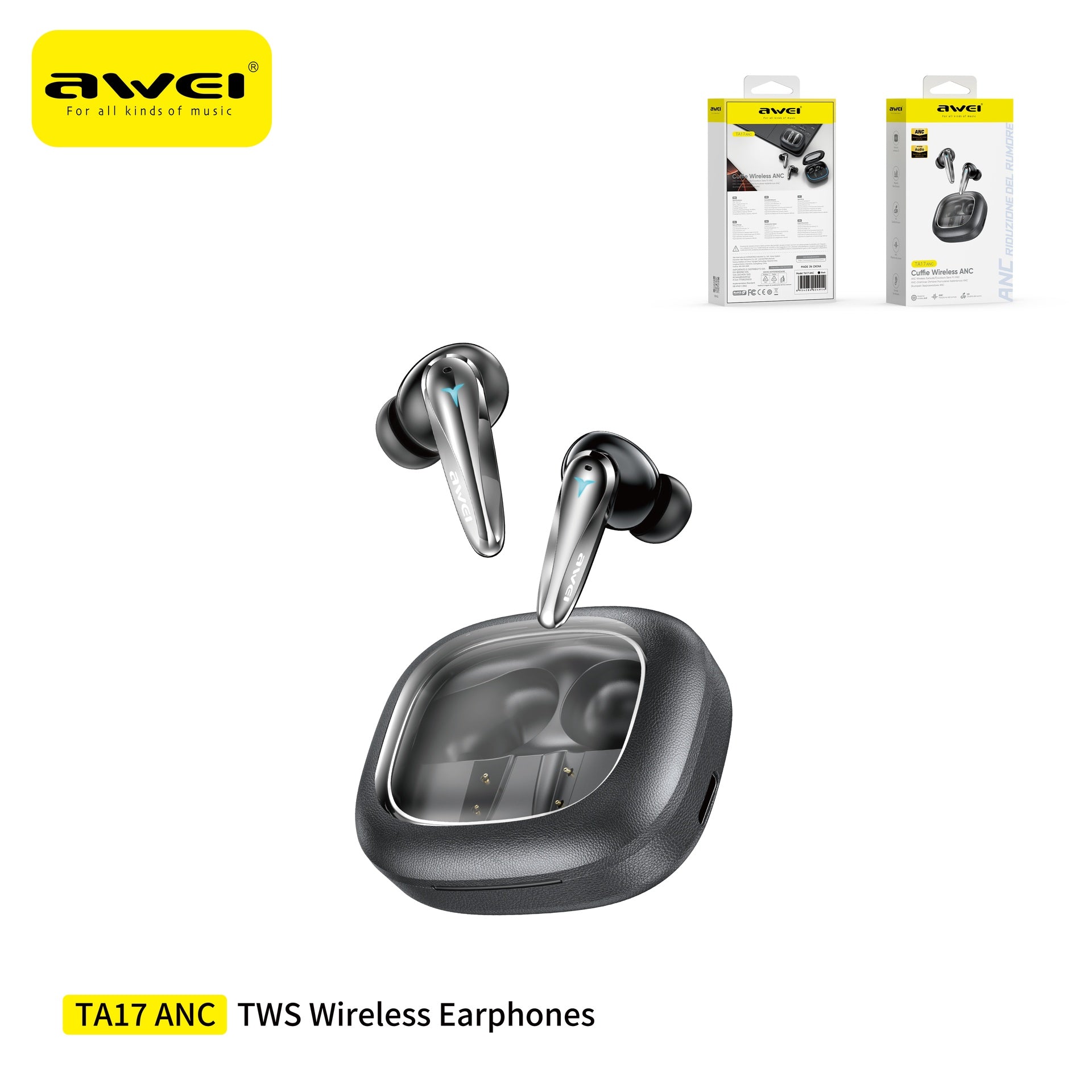 AWEI TA17 ANC Auricolari ANC Bluetooth in-Ear Nero