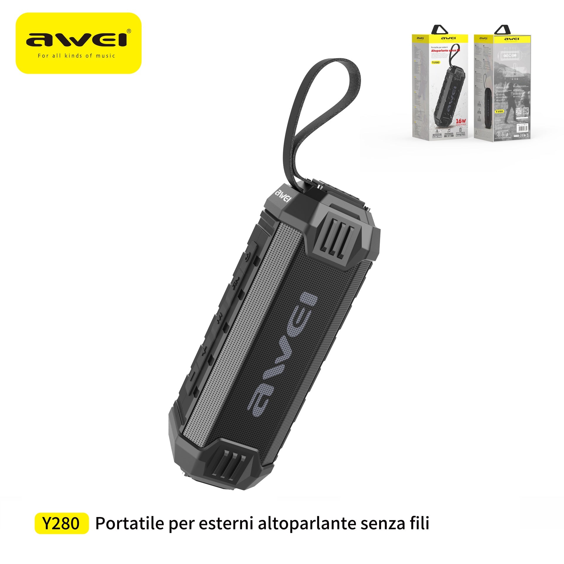 AWEI Y280 Speaker Impermeabile IPX4 Portatile Bluetooth 16 W - Black