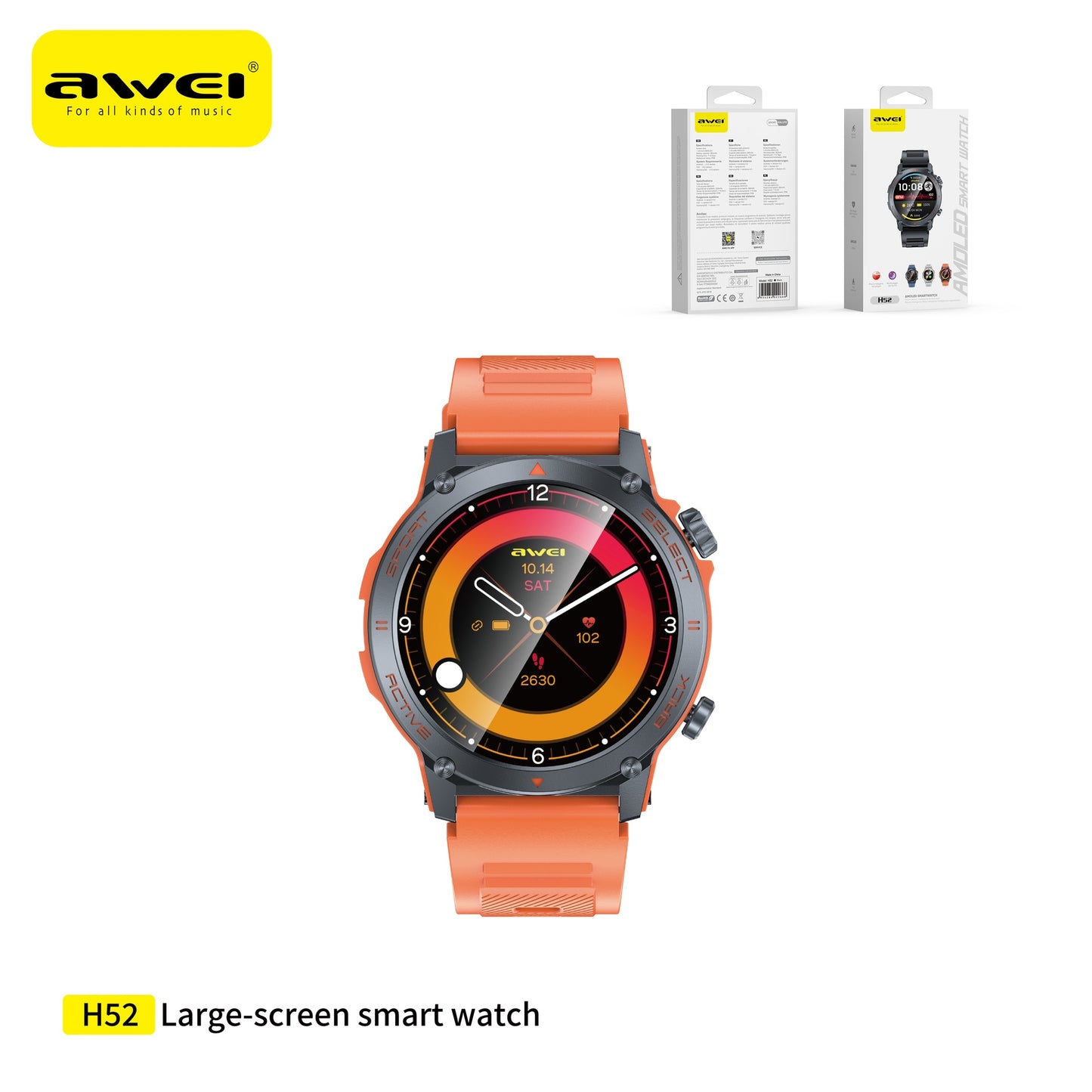 AWEI H52 Orologio Smart con Chiamate Display AMOLED - Orange