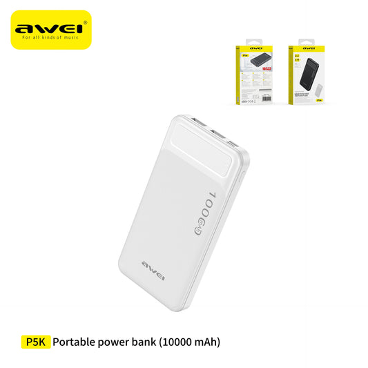 AWEI P5K Power Bank USB in Polimero 10000 mAh - White