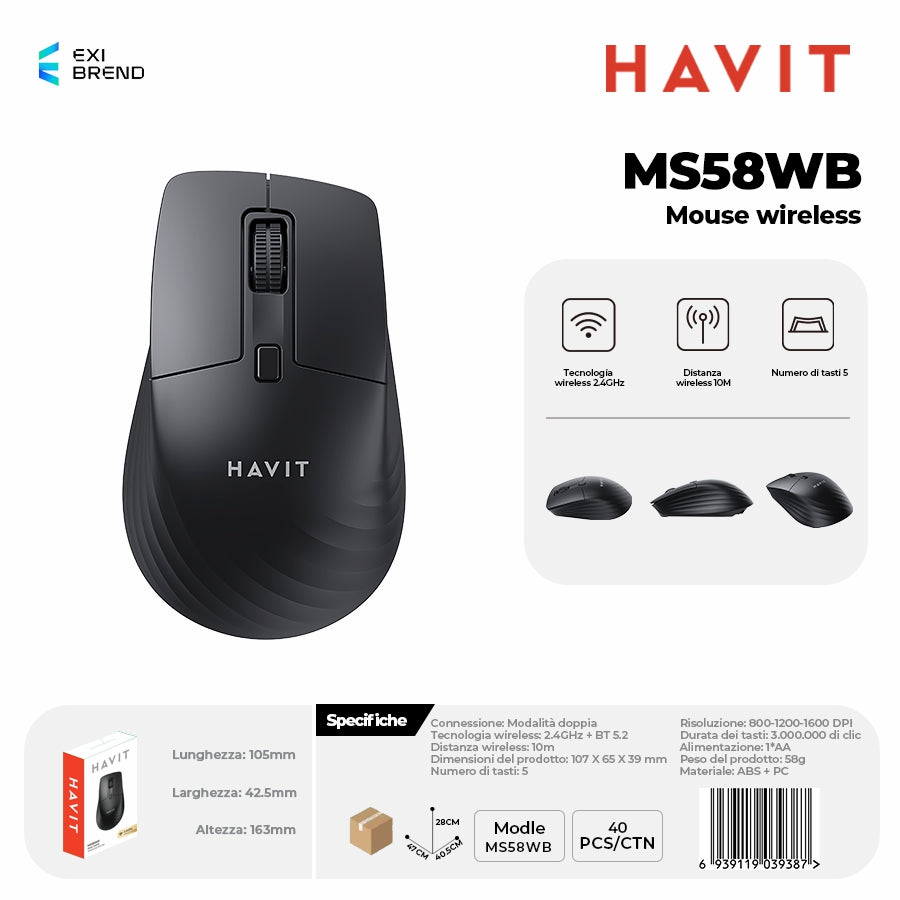HAVIT MS58WB Mouse Wireless - Black