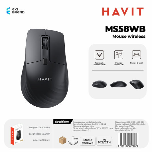 HAVIT MS58WB Mouse Wireless - Black