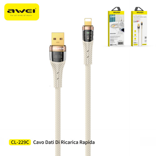 AWEI CL-229L Cavo USB To Lightnign con Display 9V / 5A 1,2 m
