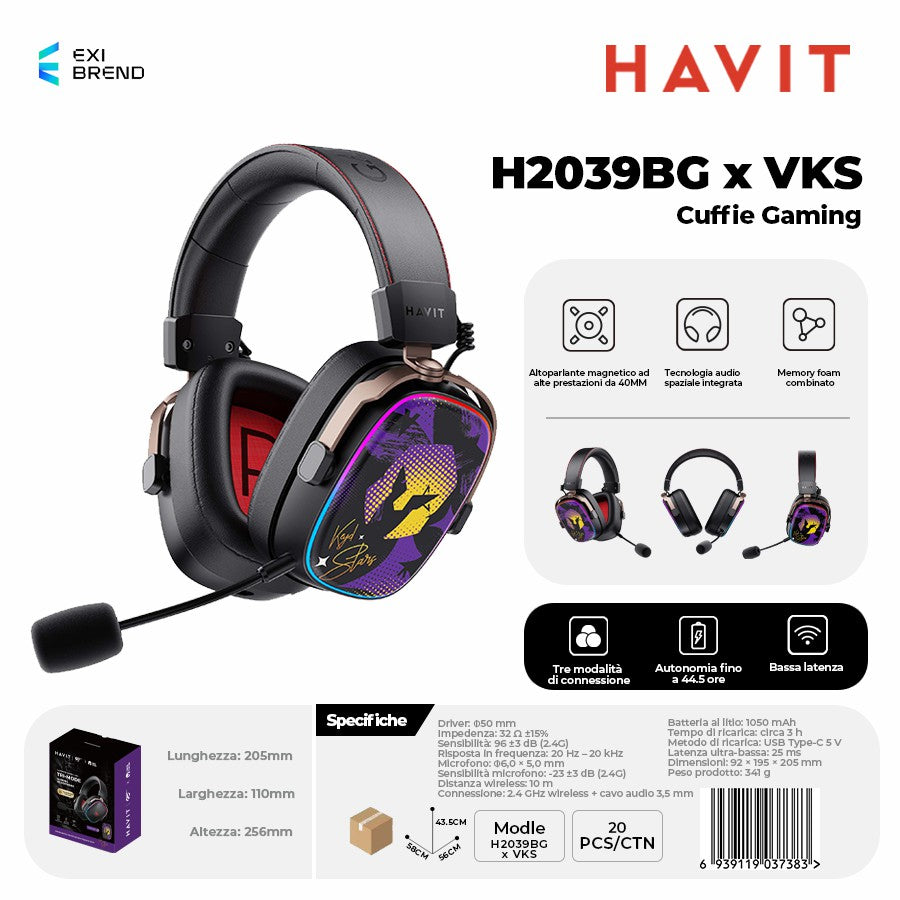 HAVIT H2039BG x VKS 2,4 GHz Cuffie Gaming