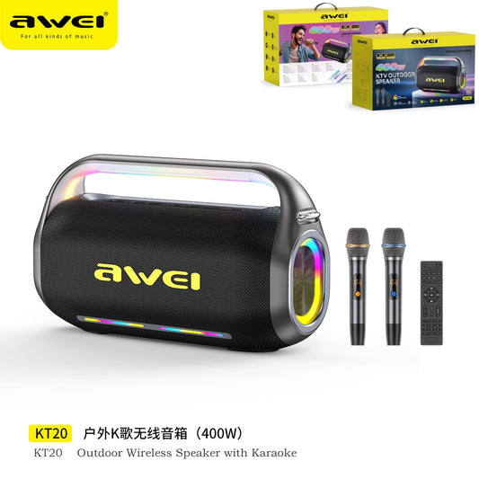 AWEI KT20 Set Karaoke Portatile con 2 Mic e RGB 400 W