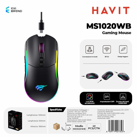 HAVIT MS1020WB Mouse Wireless Gaming - Black