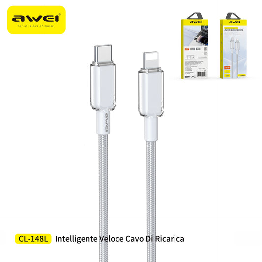 AWEI CL-148L Cavo Ricarica Rapida Type-C a Lightning Trecciato 30 W 1 m