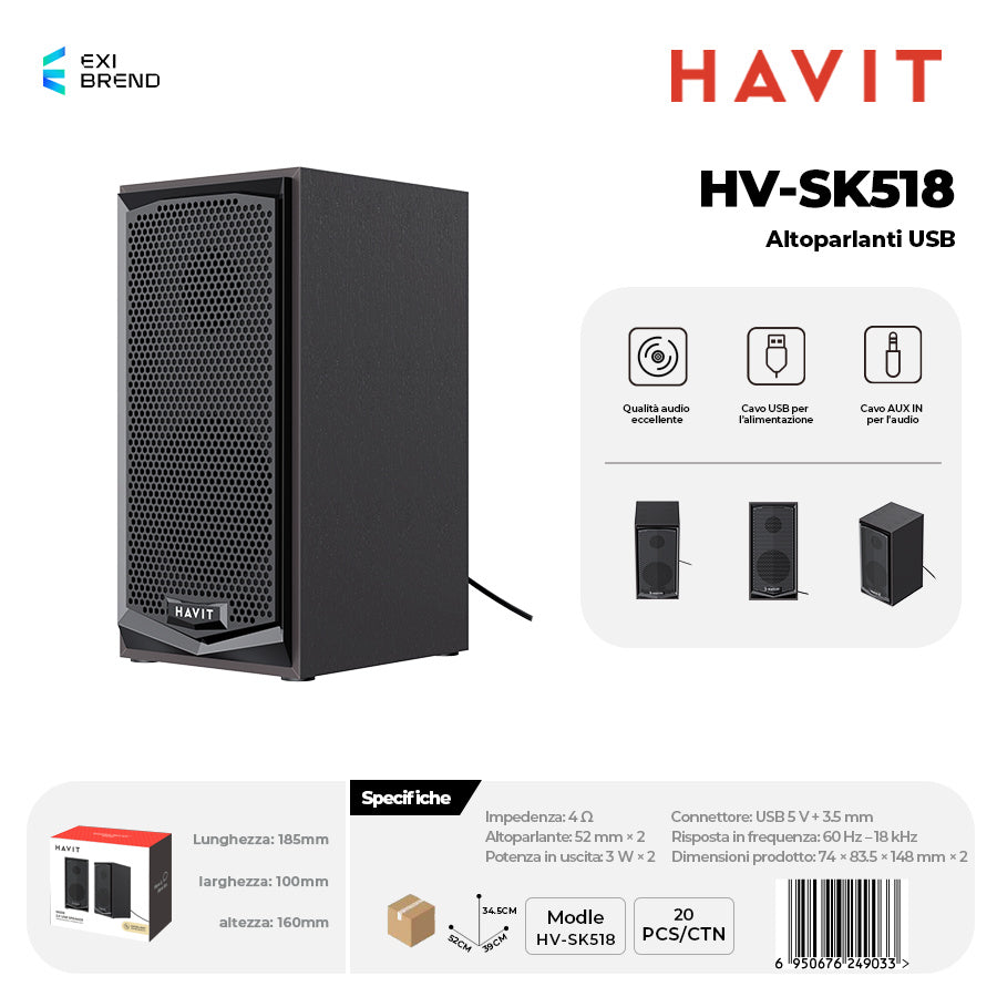 HAVIT HV-SK518 Speakers con Attaco Usb2,0