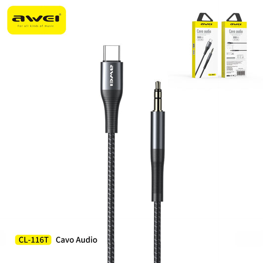 AWEI CL-116T Cavo AUX To Type-C Nero