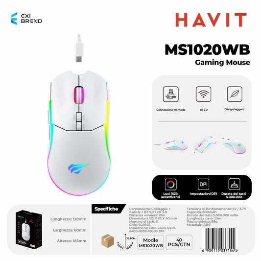HAVIT MS1020WB Mouse Wireless Gaming - White