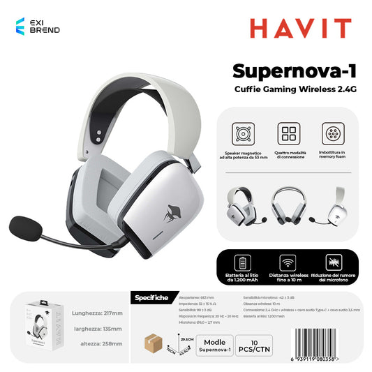 HAVIT Supernova-1 Cuffie Gaming Wireless 2,4 GHz