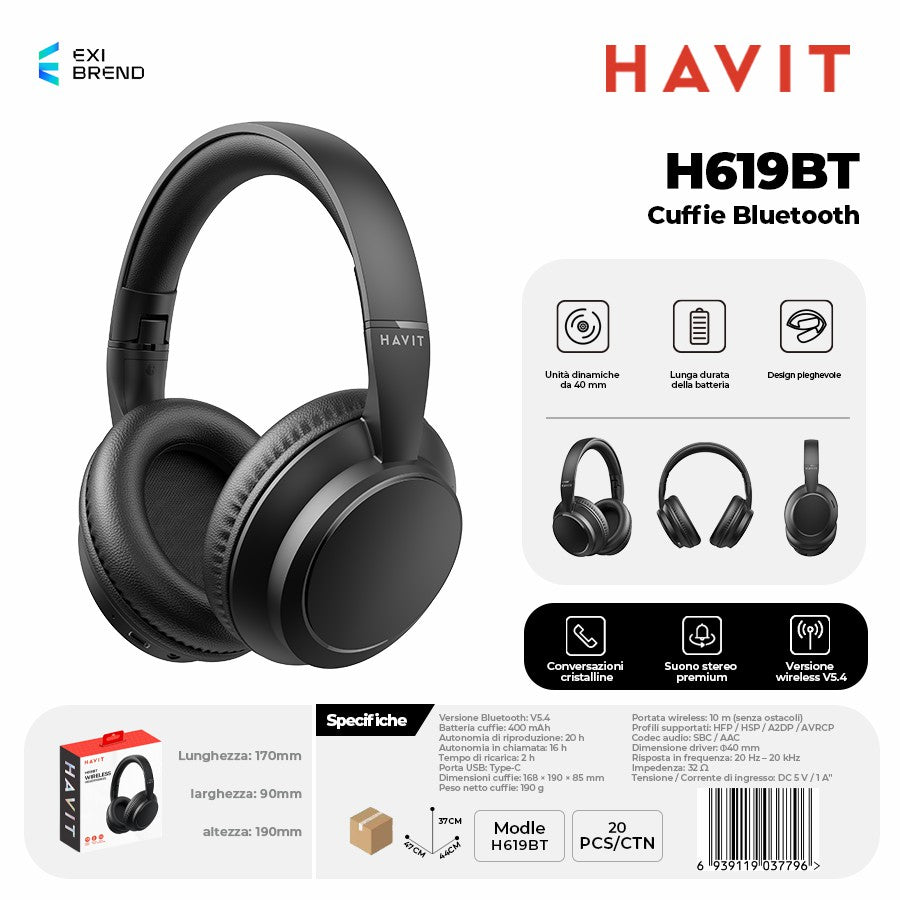 HAVIT H619BT Cuffie Bluetooth - Black