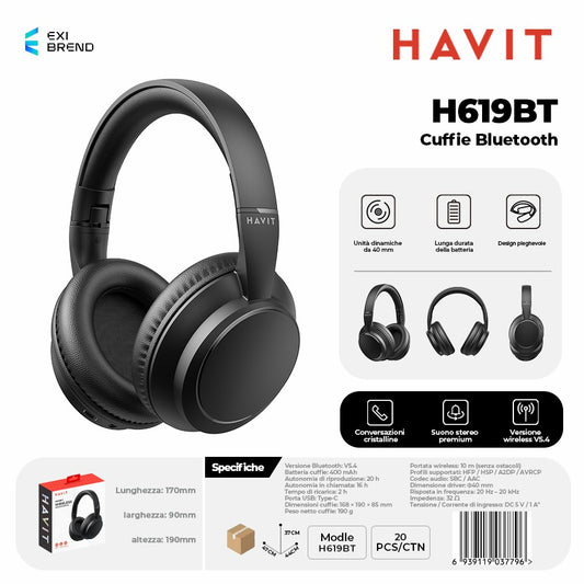 HAVIT H619BT Cuffie Bluetooth - Black