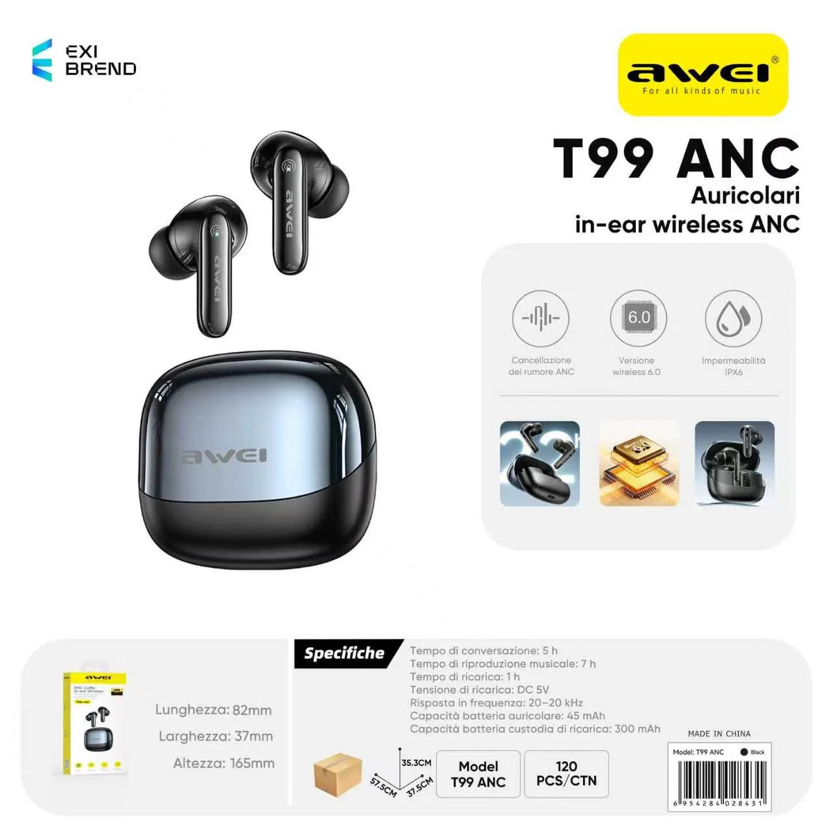 AWEI T99ANC Cuffiette Bluetooth
