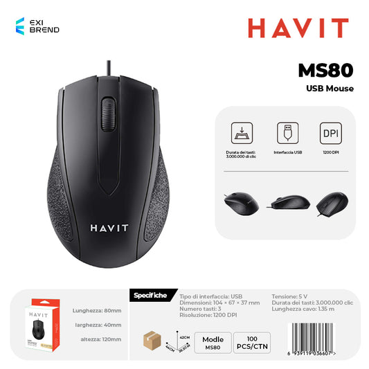 HAVIT MS80 Mouse USB DPI 1200