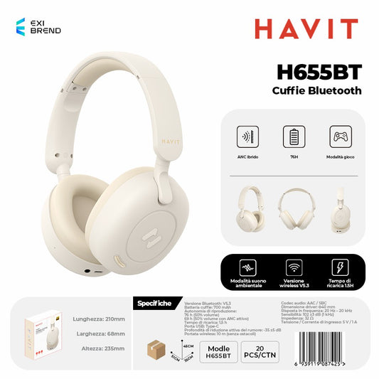 HAVIT H655BT Cuffie Bluetooth - Beige