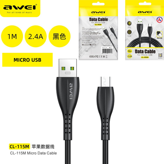 AWEI CL-115M Cavo Micro USB Nero 5V / 1,2A Micro 1 m